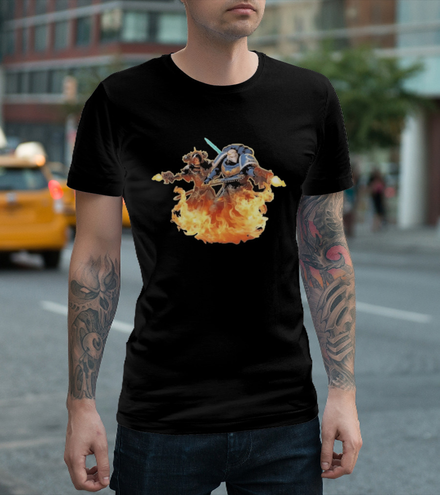 Warhammer 40 000 Boltgun II Double Battle Flames T-Shirt