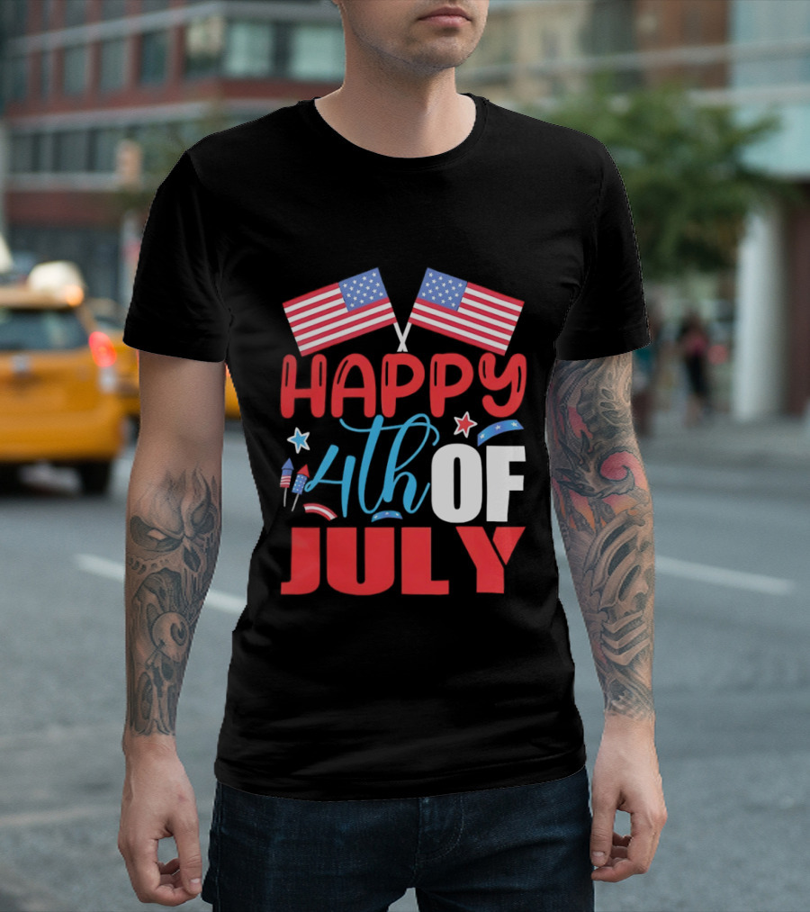 American Independence Day Happy 4th Of July USA Flags Celebration T-Shirt