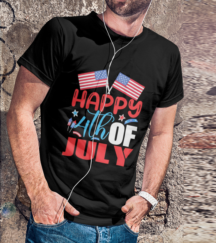 American Independence Day Happy 4th Of July USA Flags Celebration T-Shirt