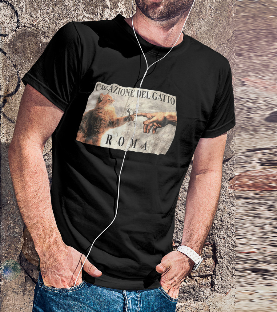 Creazione Del Gatto Cat Artwork Roma T-Shirt