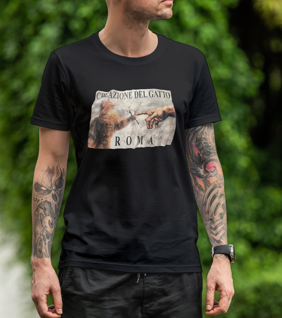 Creazione Del Gatto Cat Artwork Roma T-Shirt