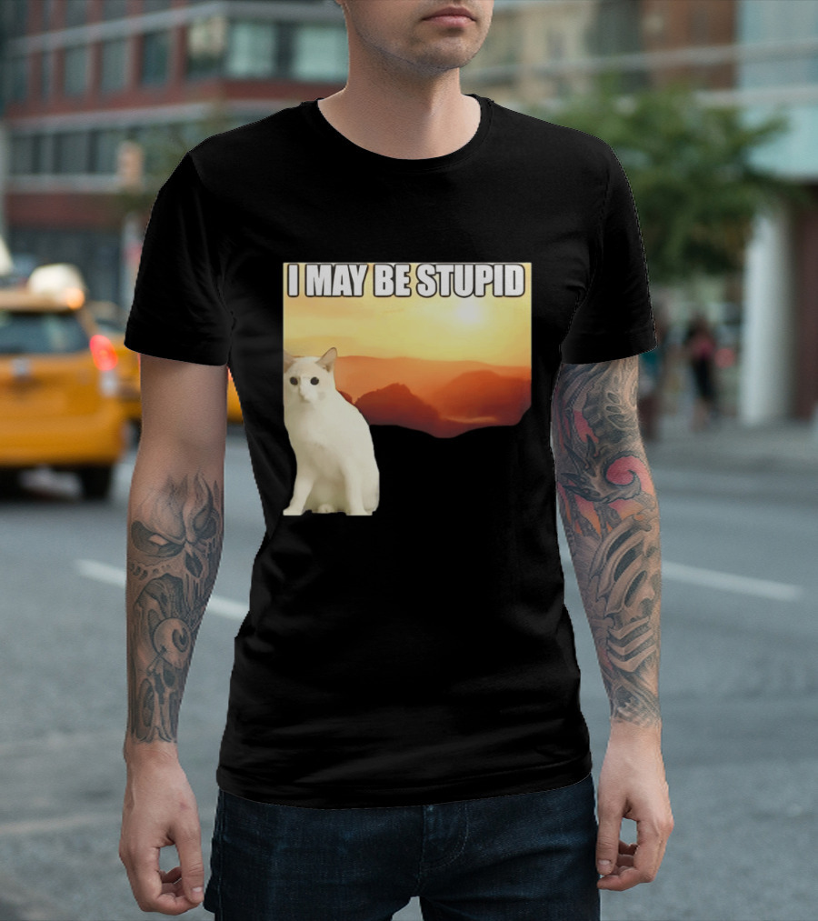 I May Be Stupid Cat With Sunrise T-Shirt