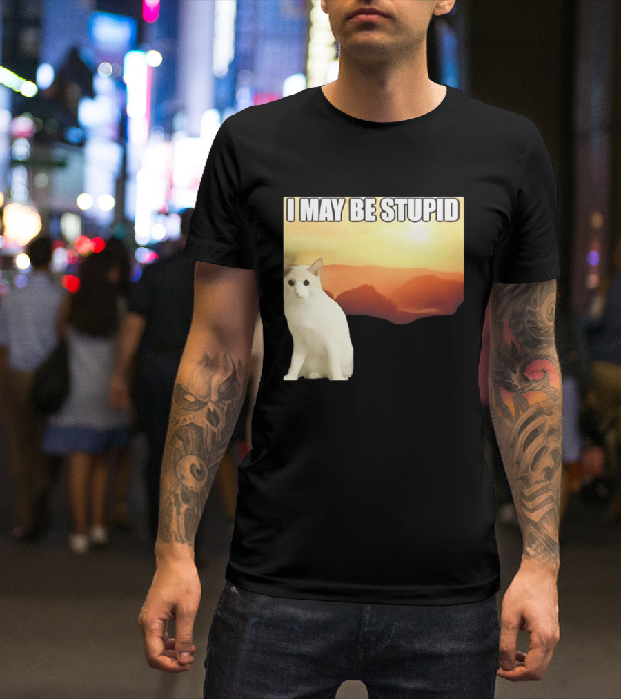I May Be Stupid Cat With Sunrise T-Shirt