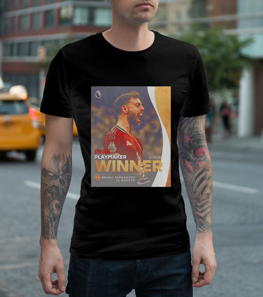 Coca Cola Playmaker Winner Bruno Fernandes Manchester United 2025/26 21 Assists T-Shirt