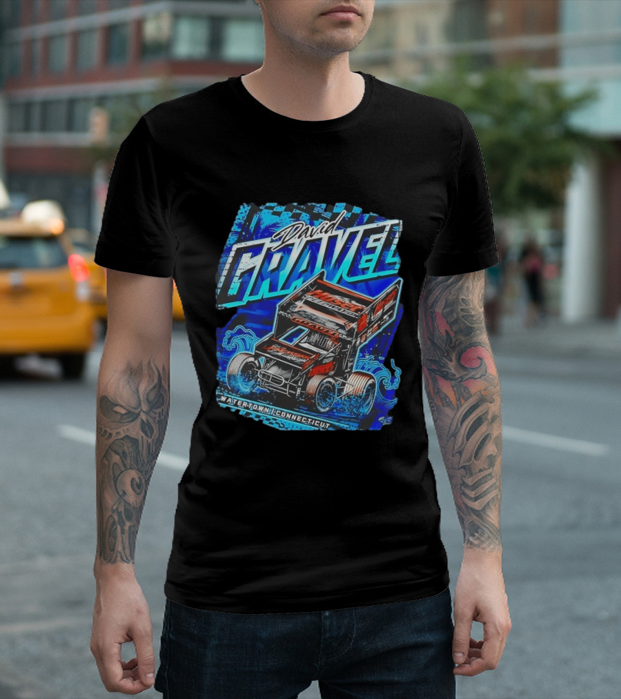 David Gravel Racing Blue Wave Watertown Connecticut Sprint Car T-Shirt