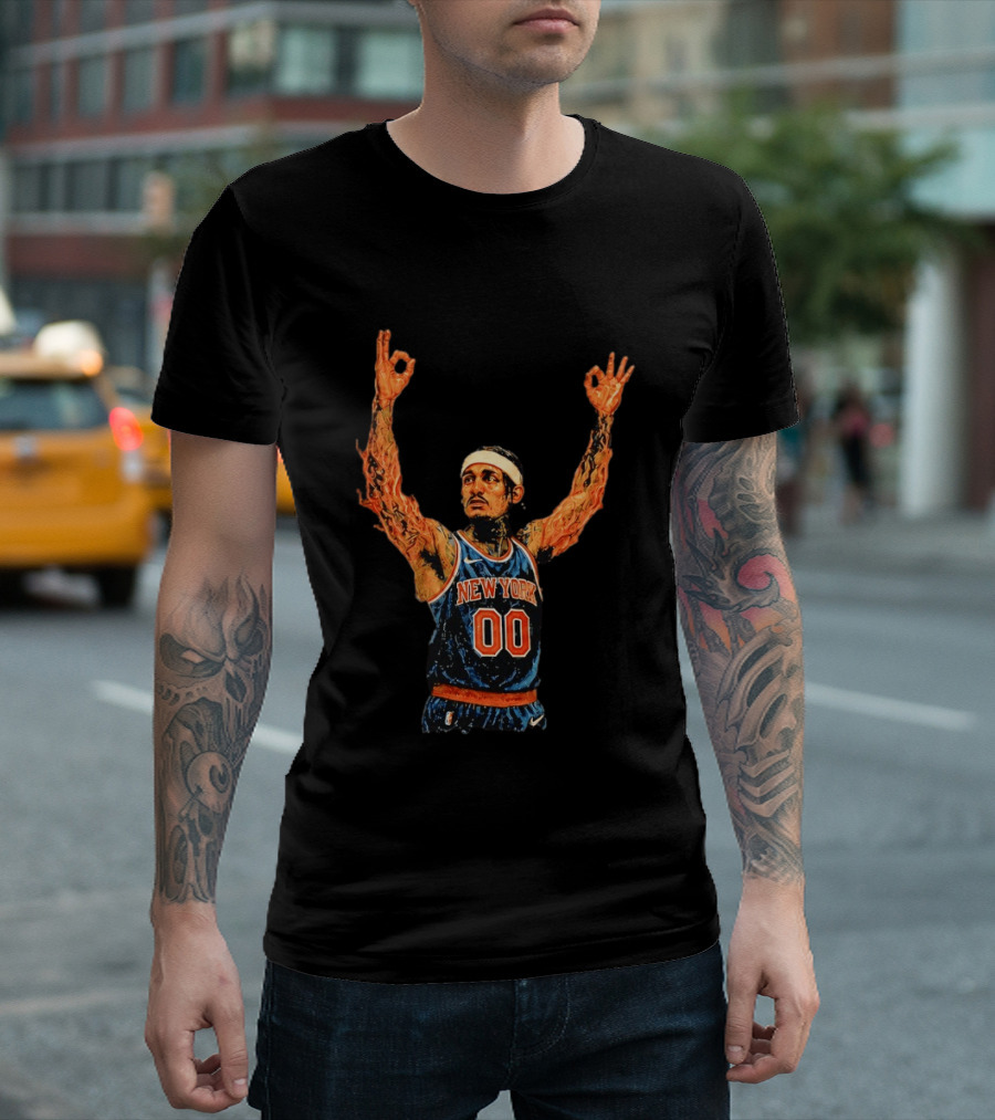 Jordan Clarkson New York Knicks Flaming Arms Basketball Game 1 2026 T-Shirt