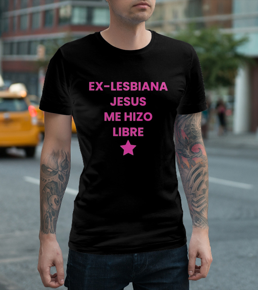 Ex Lesbiana Jesus Me Hizo Libre Estrella Rosa T-Shirt
