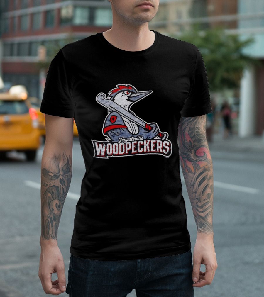 Fayetteville Woodpeckers Baseball Team Mascot Bat MLB T-Shirt