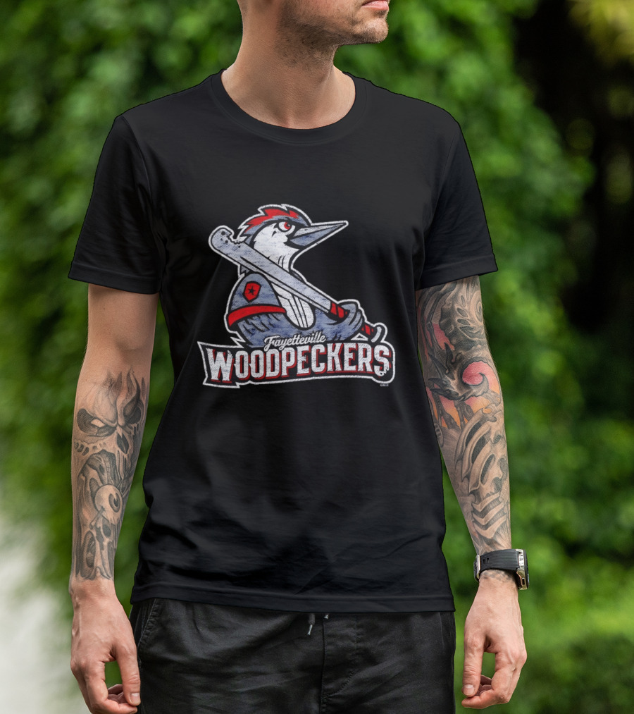 Fayetteville Woodpeckers Baseball Team Mascot Bat MLB T-Shirt
