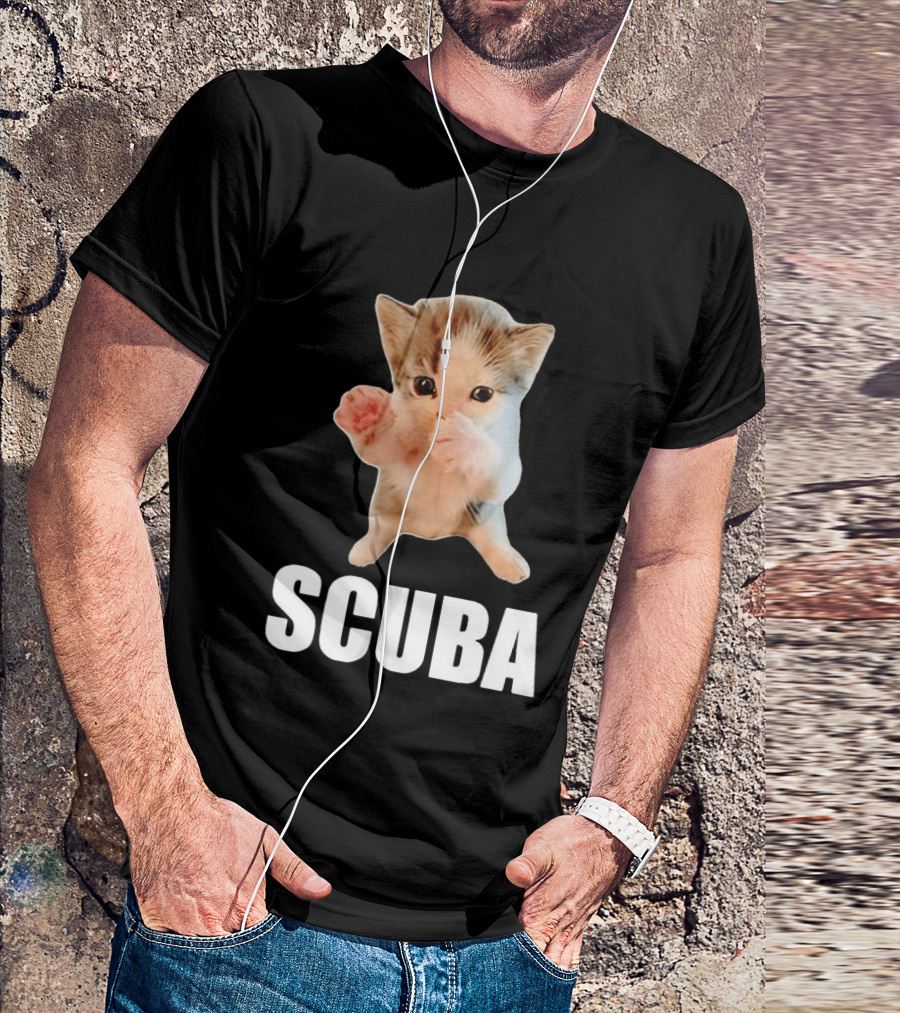 Kitten Cat Feline Pet Animal Martial Arts Scuba Meme Warrior Defender T-Shirt
