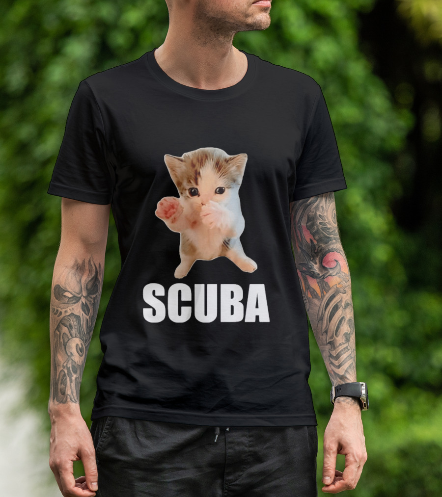 Kitten Cat Feline Pet Animal Martial Arts Scuba Meme Warrior Defender T-Shirt
