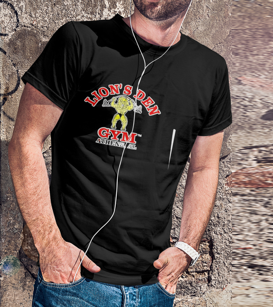 Lion's Den Gym Athens Alabama Fitness Center Weightlifting Lion T-Shirt