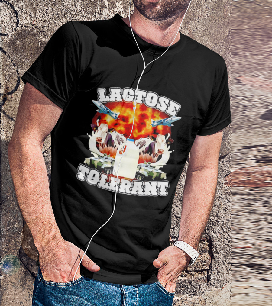 Lactose Tolerant Milk Cow Conflict With Military Jets And Tanks Explosion T-Shirt