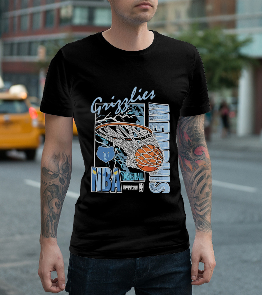 Grizzlies Memphis Basketball NBA Bear Logo And Hoop T-Shirt