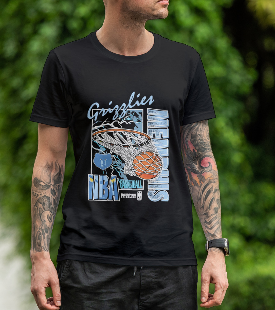 Grizzlies Memphis Basketball NBA Bear Logo And Hoop T-Shirt