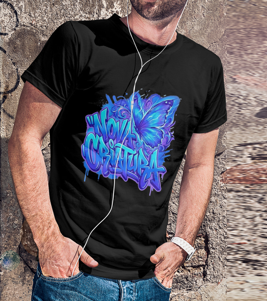 Nova Criatura Butterfly Electric Blue Street Art Aesthetic T-Shirt