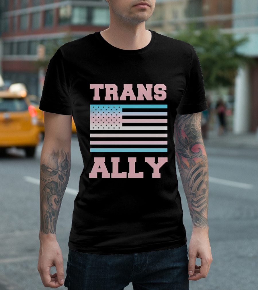 Trans Ally Pride USA Flag T-Shirt