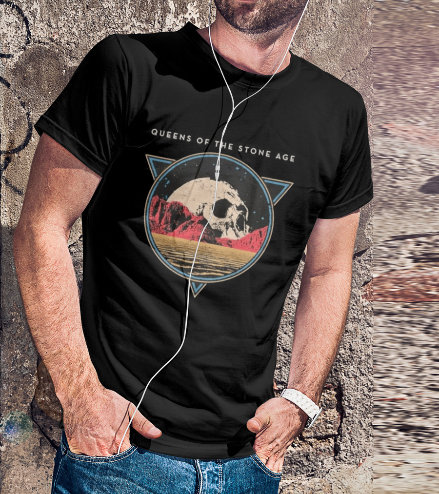 Queens Of The Stone Age Floating Skull Over Desert Scene T-Shirt