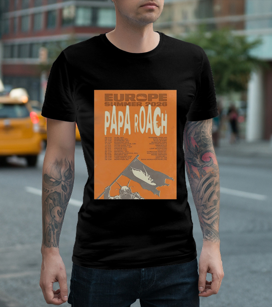 Papa Roach Europe Summer 2026 Tour Olpe Nuremberg Budapest Amsterdam Werchter Dates T-Shirt