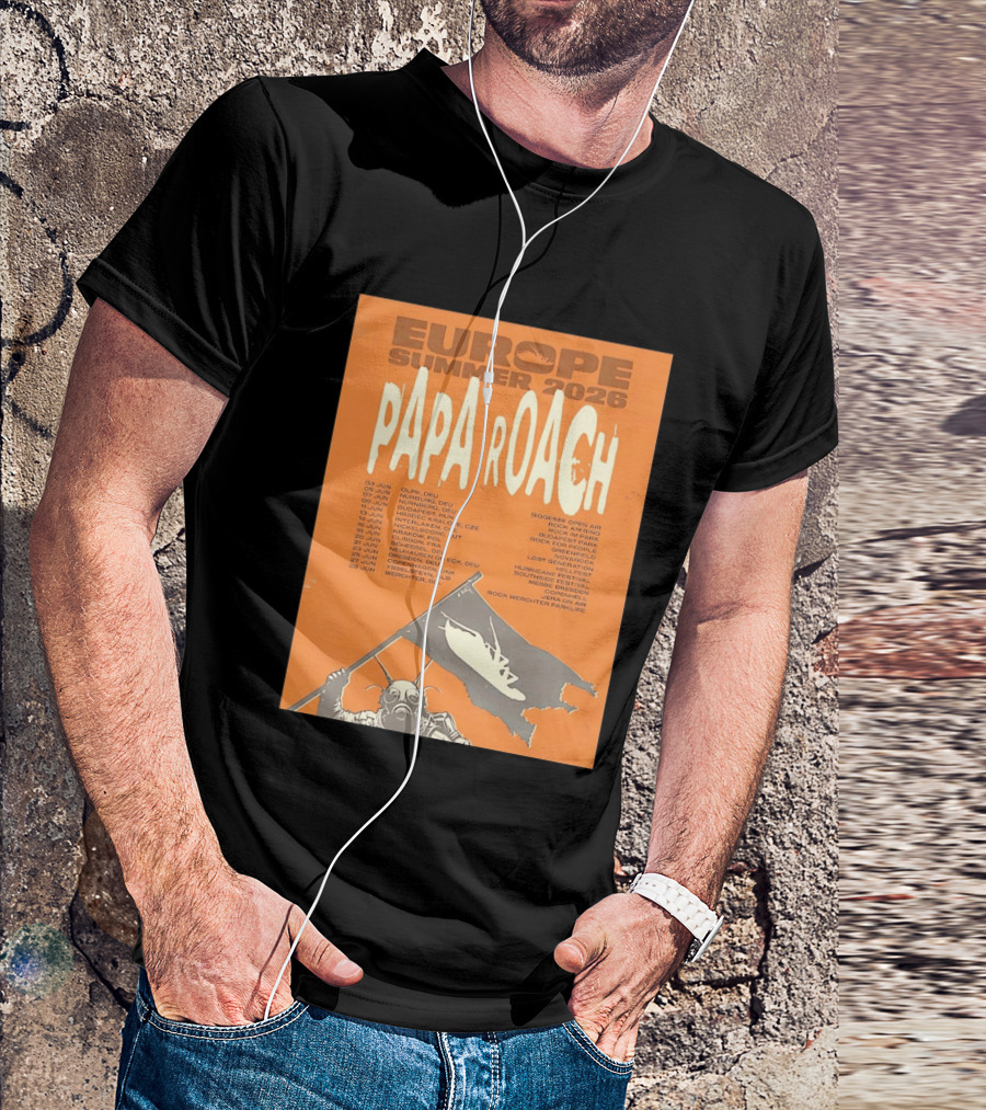 Papa Roach Europe Summer 2026 Tour Olpe Nuremberg Budapest Amsterdam Werchter Dates T-Shirt