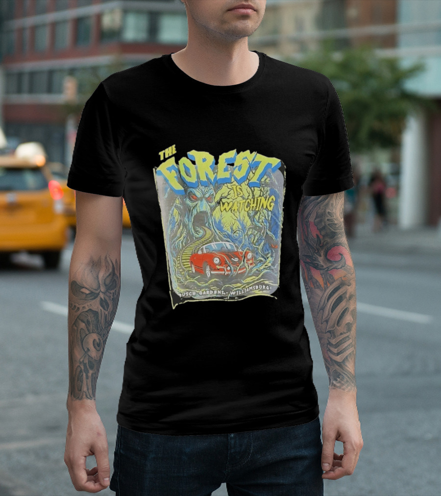 The Forest Is Ing Busch Gardens Williamsburg Red Car And Creepy Trees T-Shirt