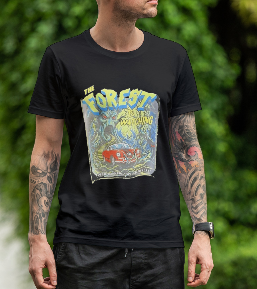 The Forest Is Ing Busch Gardens Williamsburg Red Car And Creepy Trees T-Shirt