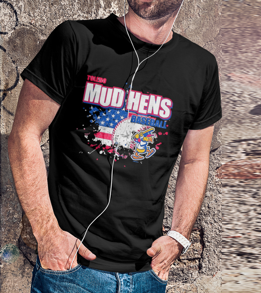 Toledo Mud Hens American Flag Splatter Baseball T-Shirt