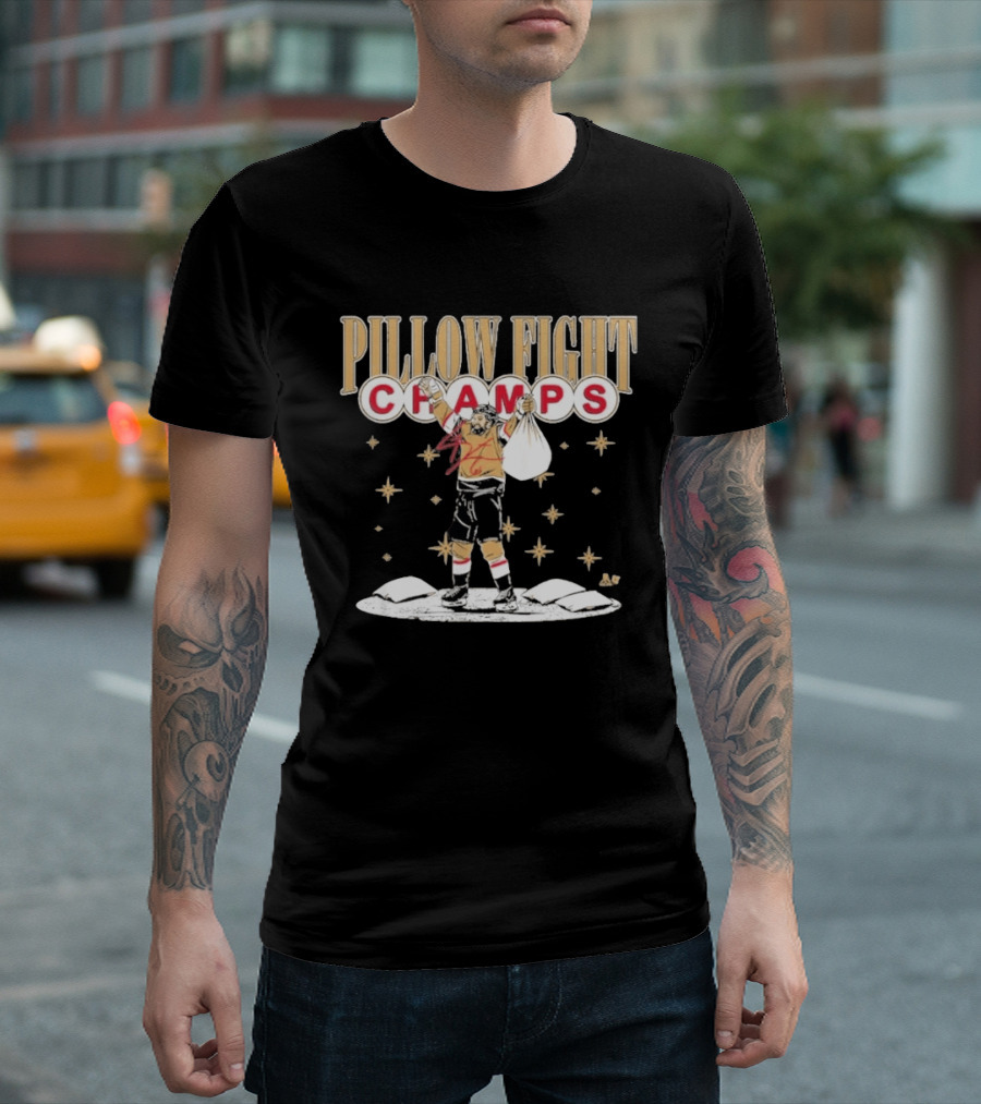 Pillow Fight Champs Vegas Hockey Celebration With Stars And Pillows T-Shirt