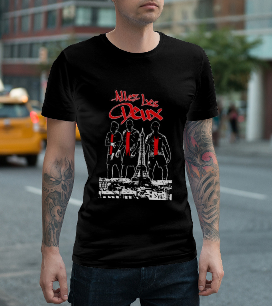 Allez Les Deux Paris Football Team Spirit Enthusiast's Red And White Players T-Shirt