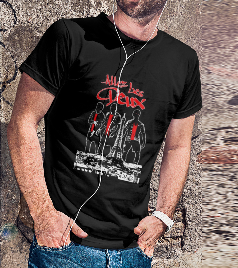 Allez Les Deux Paris Football Team Spirit Enthusiast's Red And White Players T-Shirt