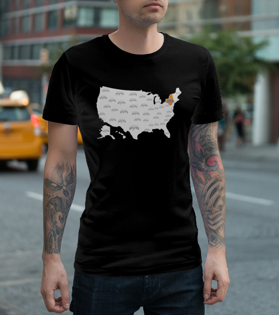 America Spurs New York Knicks US Map Basketball Team Representation T-Shirt