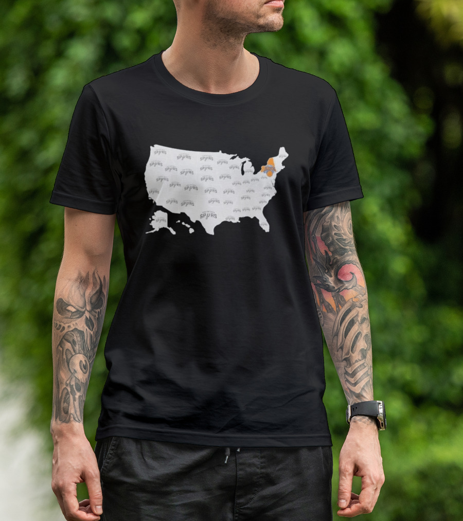 America Spurs New York Knicks US Map Basketball Team Representation T-Shirt