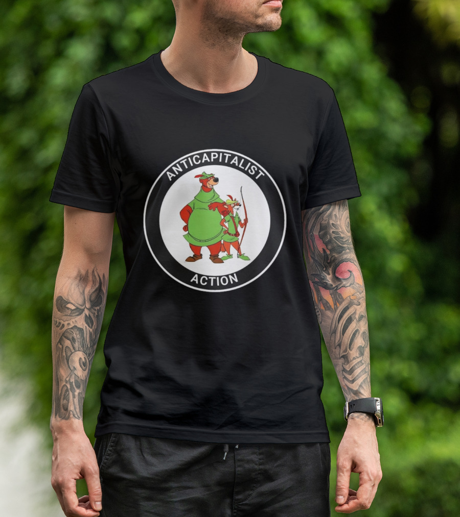 Anticapitalist Action Robin Hood Little John Circle T-Shirt