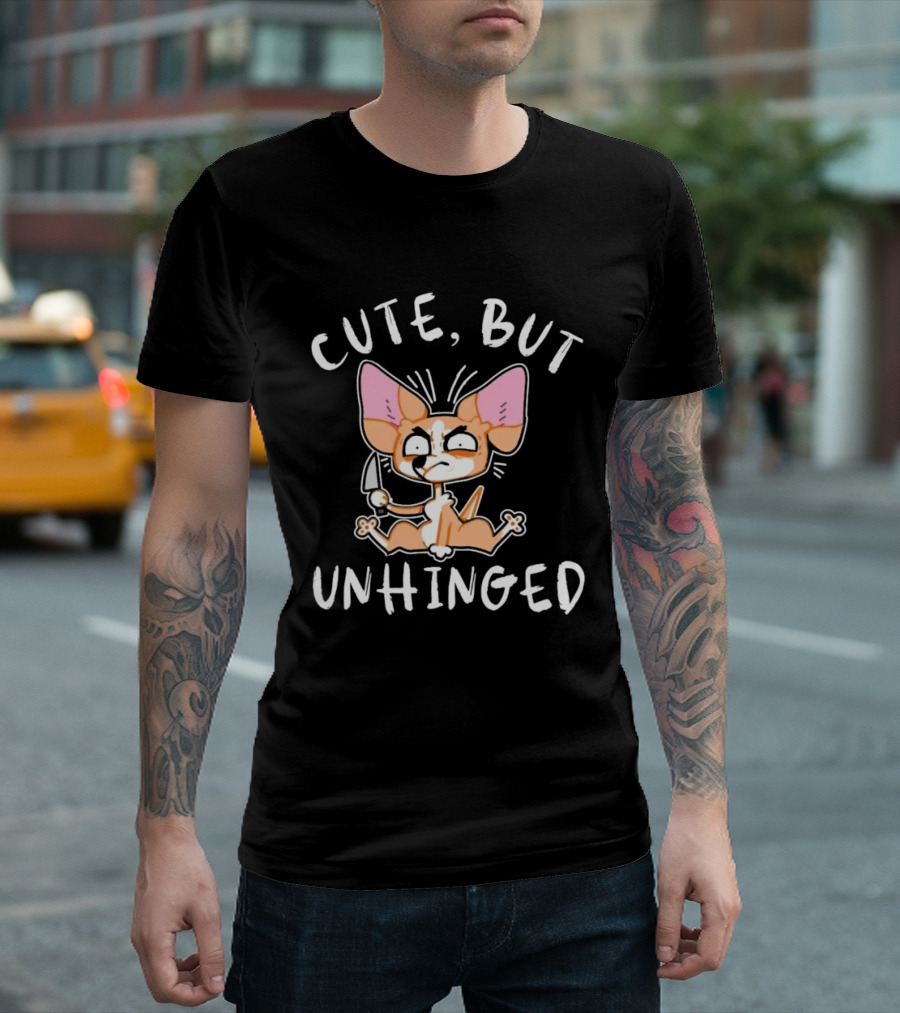 Cute But Unhinged Chihuahua Dog Cartoon Pet Humor T-Shirt