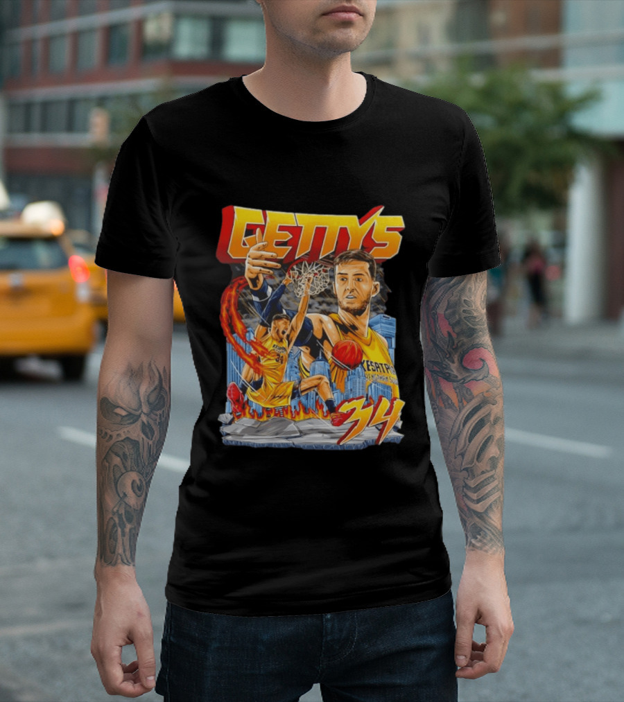 GETTYS 34 Kesatria Bengawan Solo Basketball Player Urban Slam Dunk Action T-Shirt