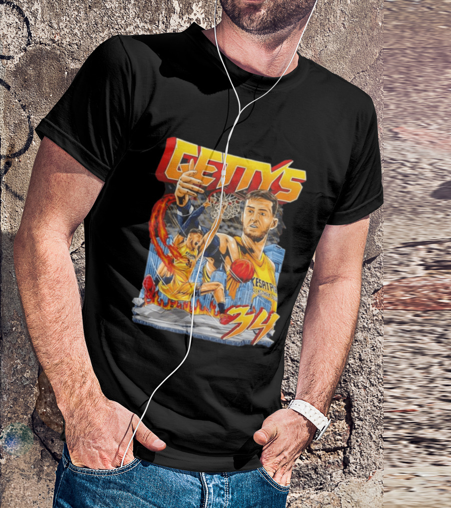 GETTYS 34 Kesatria Bengawan Solo Basketball Player Urban Slam Dunk Action T-Shirt