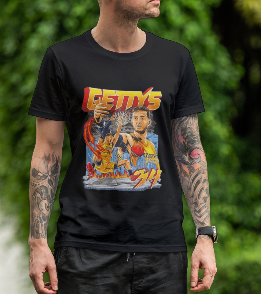 GETTYS 34 Kesatria Bengawan Solo Basketball Player Urban Slam Dunk Action T-Shirt