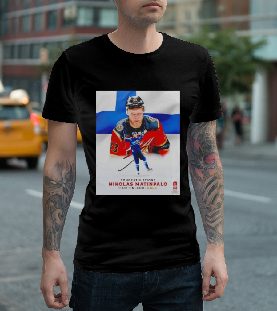 Congratulations Nikolas Matinpalo Team Finland Gold Finnish Flag Ice Hockey Celebration T-Shirt