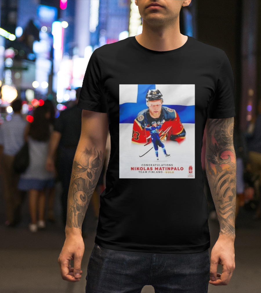 Congratulations Nikolas Matinpalo Team Finland Gold Finnish Flag Ice Hockey Celebration T-Shirt