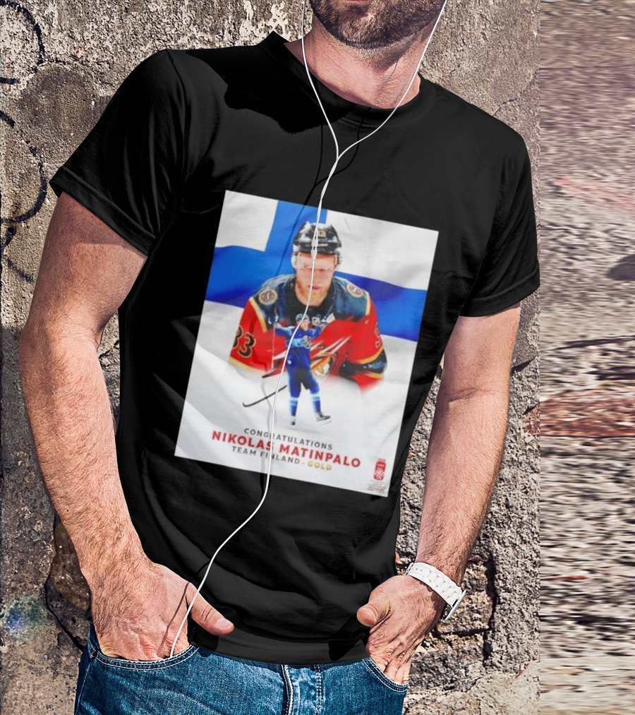 Congratulations Nikolas Matinpalo Team Finland Gold Finnish Flag Ice Hockey Celebration T-Shirt