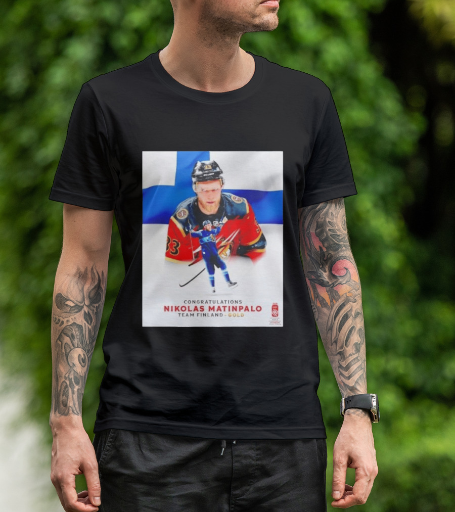 Congratulations Nikolas Matinpalo Team Finland Gold Finnish Flag Ice Hockey Celebration T-Shirt