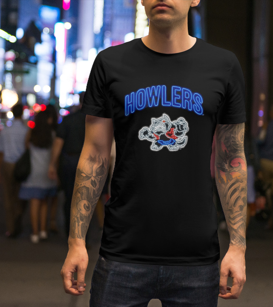 Howlers Neon Wolf Men's Animated Cartoon T-Shirt