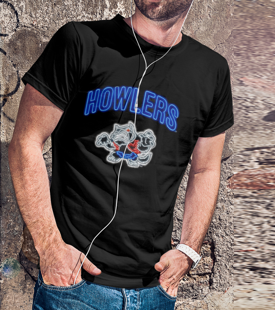Howlers Neon Wolf Men's Animated Cartoon T-Shirt
