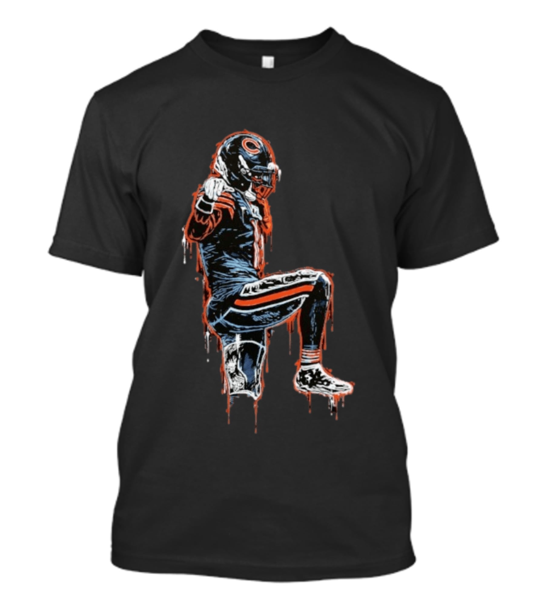 DC4L Custom Crane Stance Kneeling Football Player Streaking Drips T-Shirt