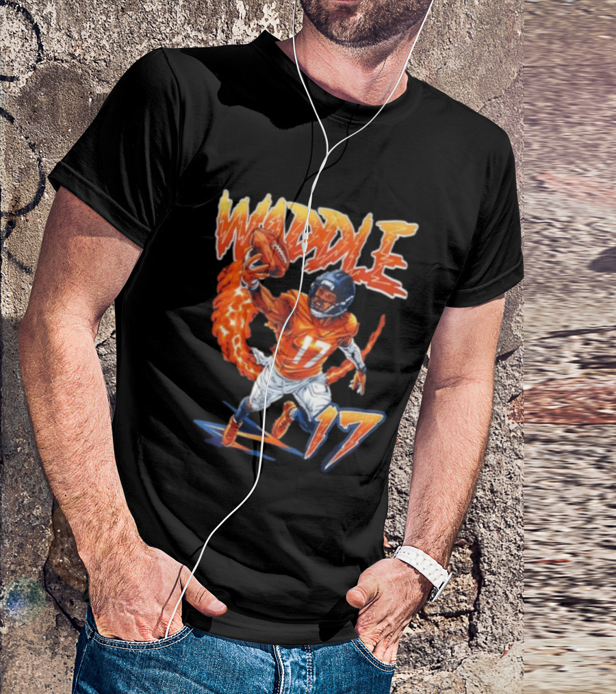 Waddle 17 Football Catch Orange And Blue Player T-Shirt