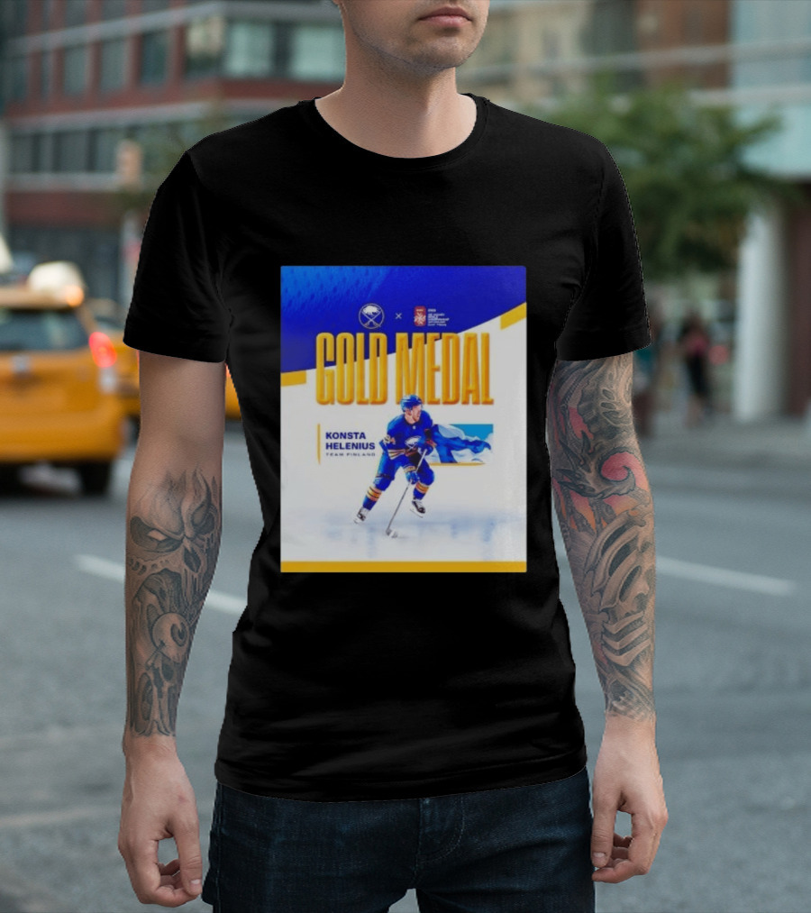 Konsta Helenius Team Finland 2023 Gold Medal Hockey T-Shirt