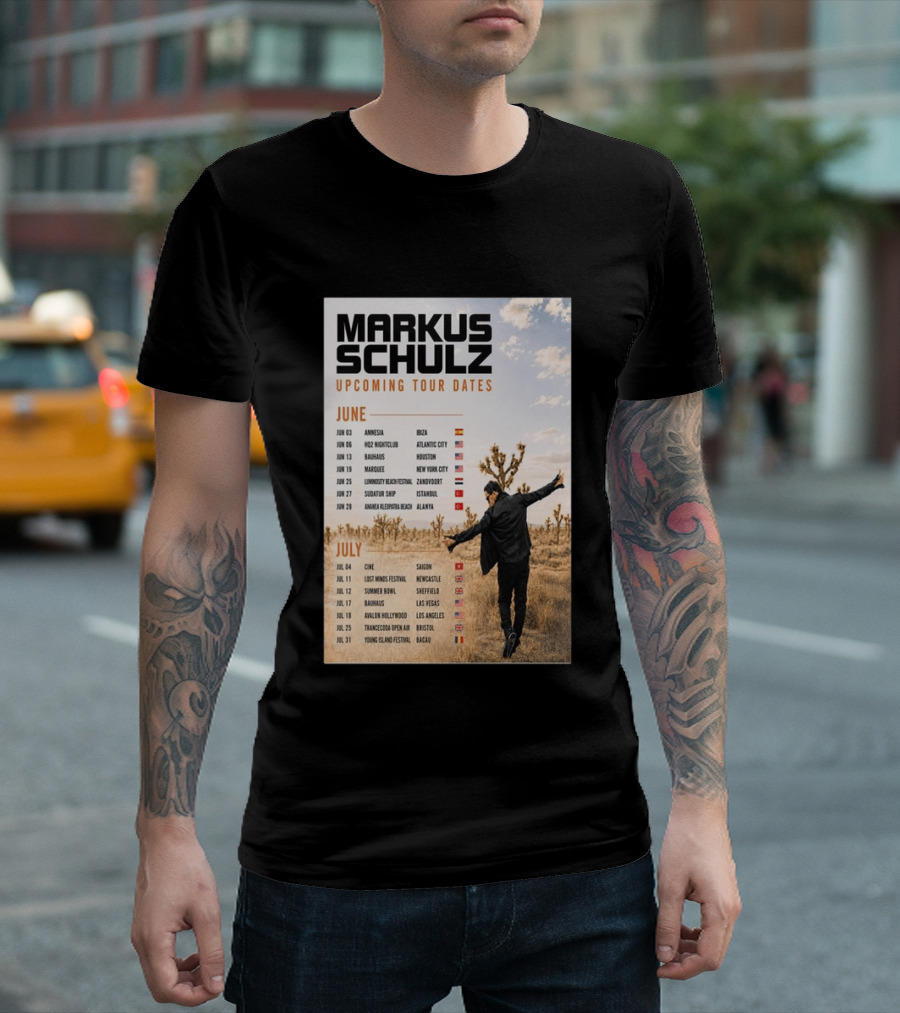 Markus Schulz Upcoming Tour Dates June July 2026 Ibiza Atlantic City Houston Las Vegas T-Shirt