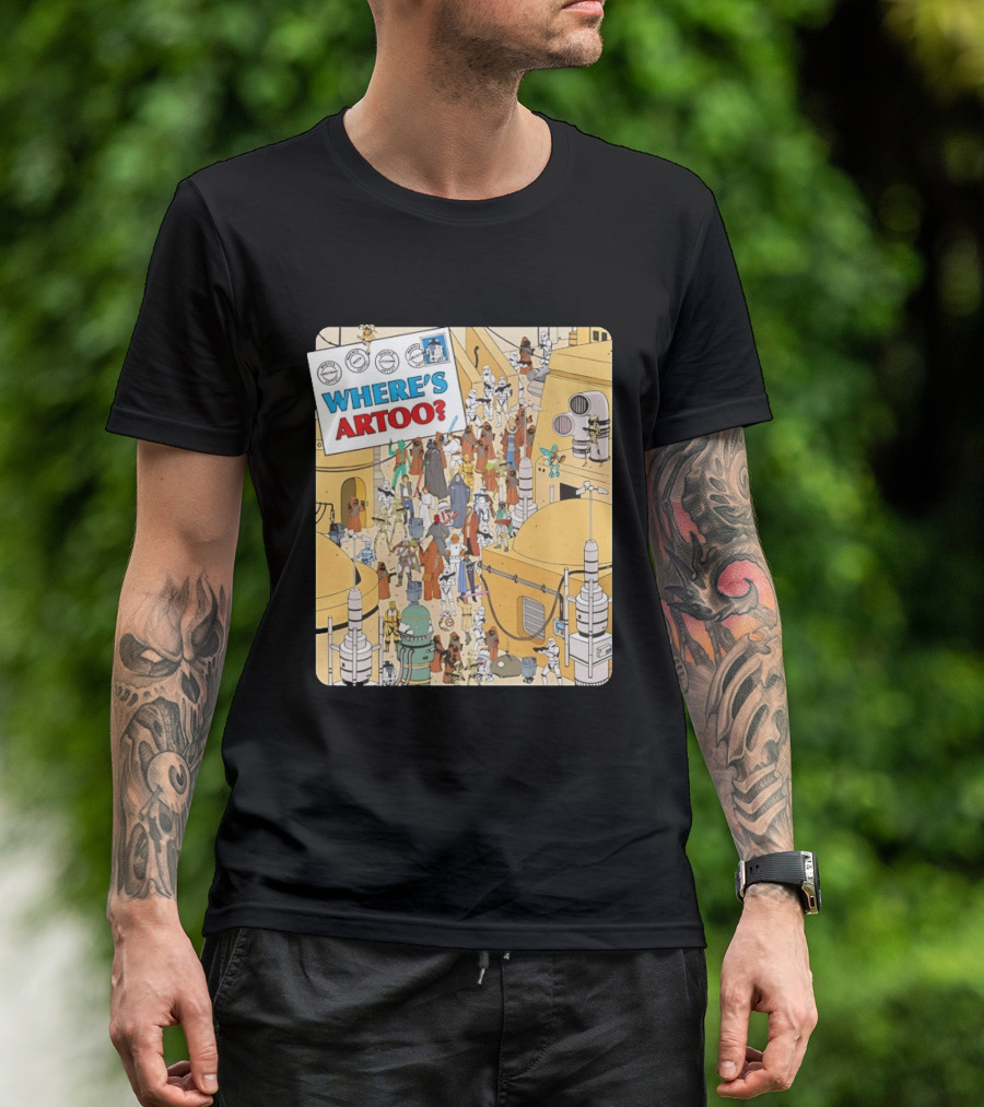 Where's Artoo Star Wars R2 D2 Tatooine Scene T-Shirt