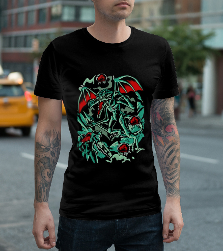 Metroid Ridley Battle With Metroids And Samus Aran T-Shirt