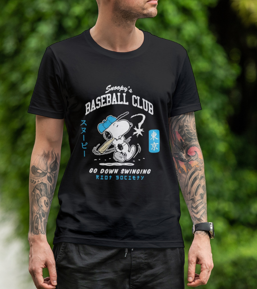 Snoopy Baseball Club Tokyo Go Down Swinging Riot Society T-Shirt